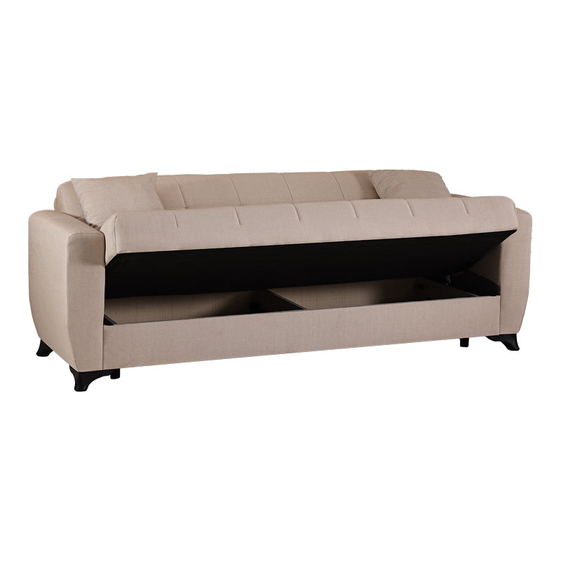 Καναπές Κρεβάτι τριθέσιος Modesto pakoworld με αποθηκευτικό χώρο κρεμ ύφασμα 213x84x86εκ