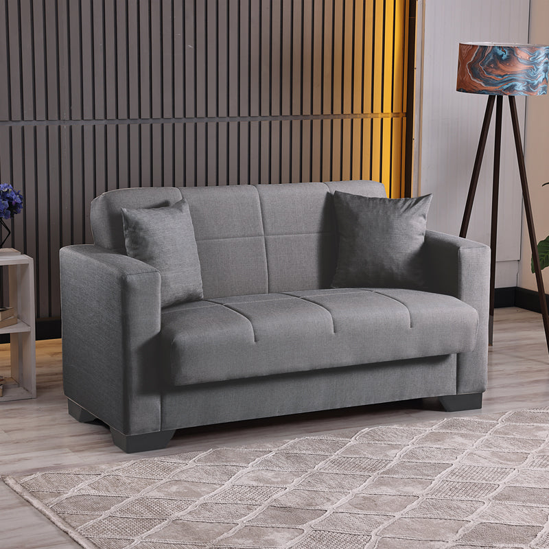 Καναπές Κρεβάτι διθέσιος Modesto pakoworld με αποθηκευτικό χώρο γκρι ύφασμα 153x84x86εκ