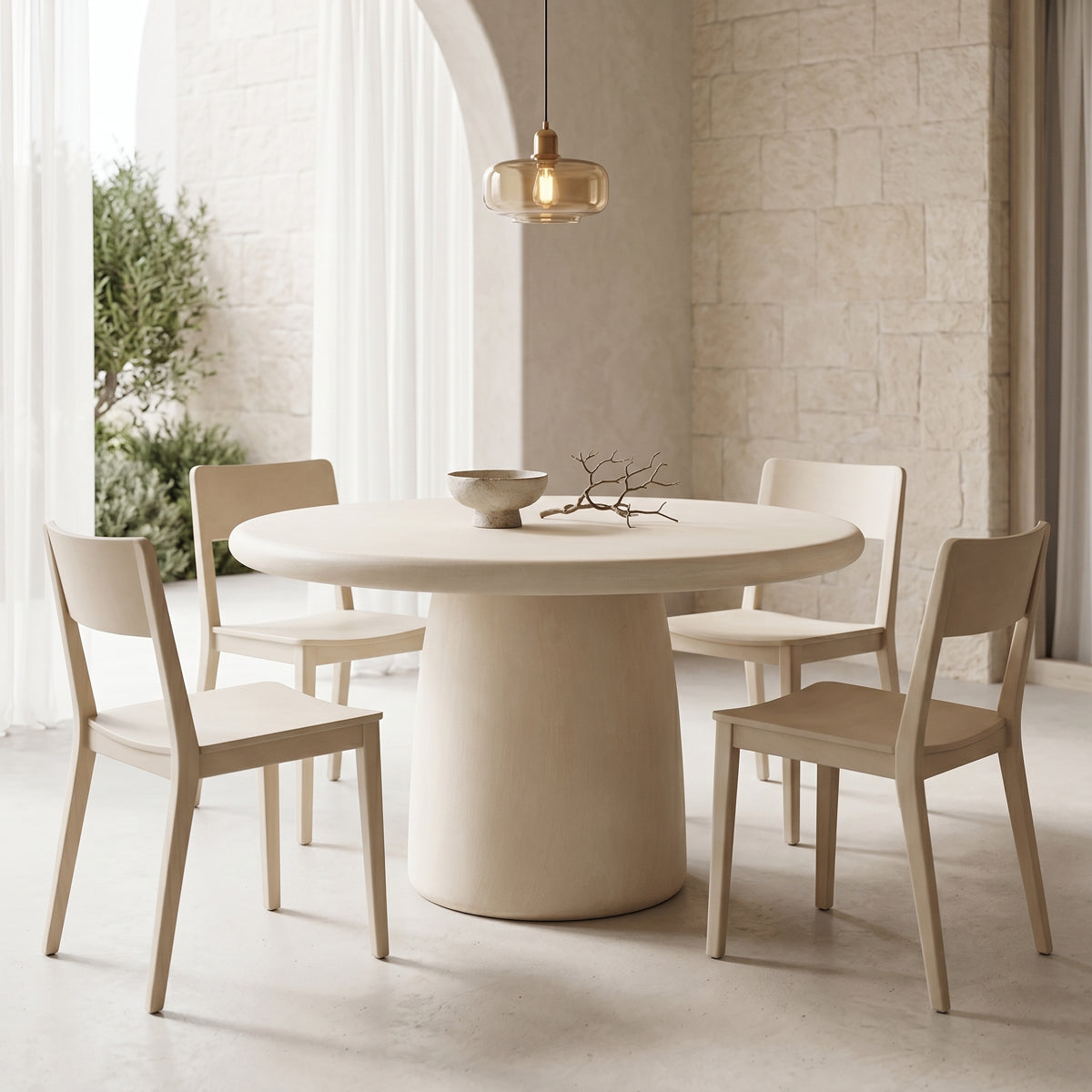 Τραπέζι Cocedo pakoworld MGO κρέμ Φ120x76εκ