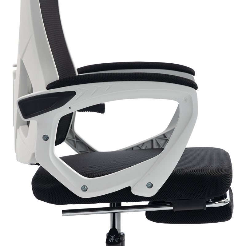 Καρέκλα γραφείου διευθυντή με υποπόδιο Meton pakoworld λευκό - mesh μαύρο 48x60x118-128εκ