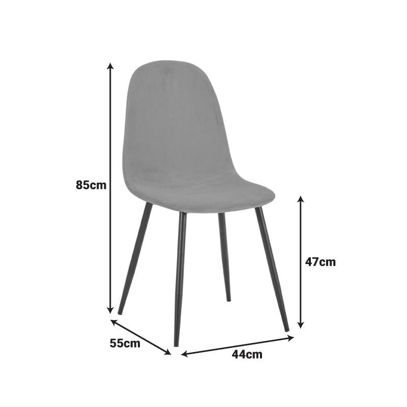 Καρέκλα Bella pakoworld καφέ βελούδο με μαύρο μεταλλικό πόδι 44x55x85εκ